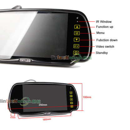 7 inches Mirror Monitor for Car / Vans / Truck