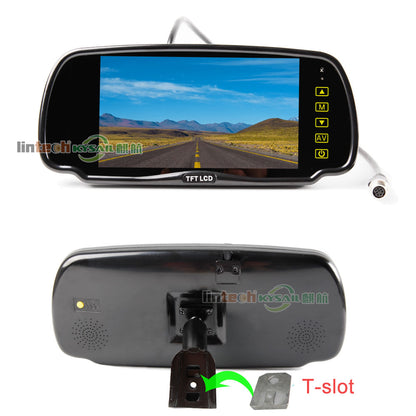 7 Inch Mirror Monitor Dual Lens Rear View Mirror Backup Camera System