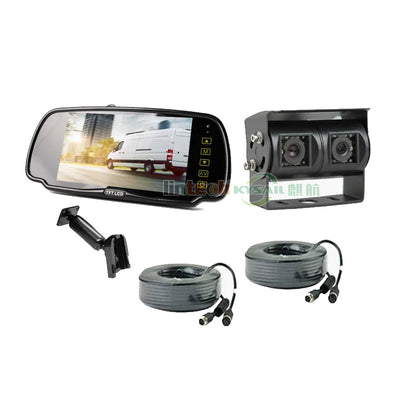 7 Inch Mirror Monitor Dual Lens Rear View Mirror Backup Camera System